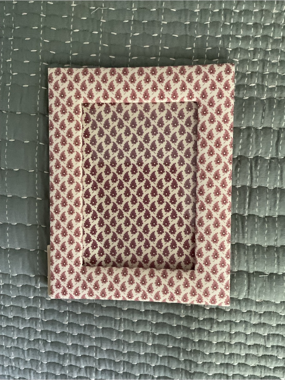 Laura Ashley Burgundy and Cream Patterned Fabric Picture Frame